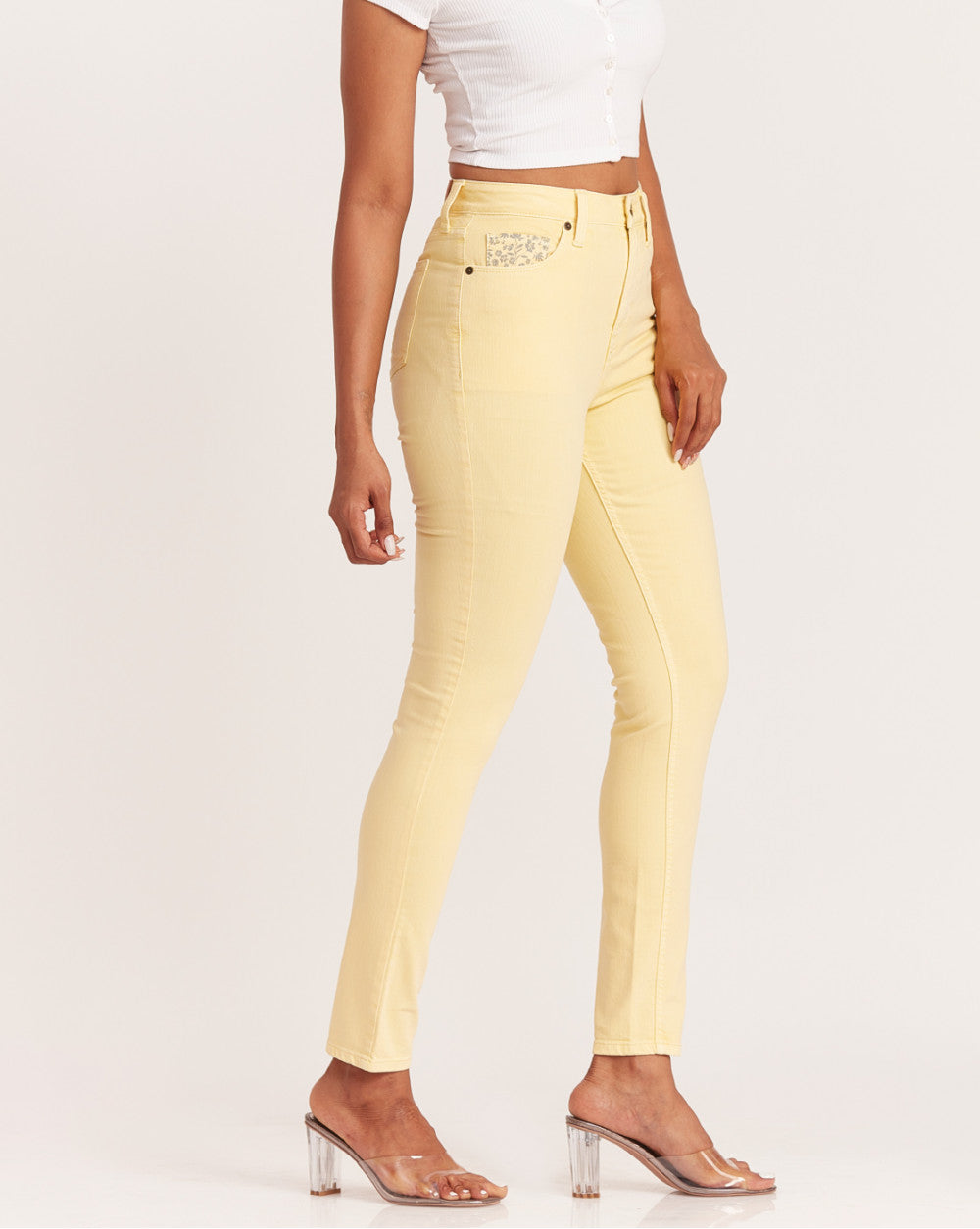 Skinny Fit High Waist Colored Jeans - Daffodil Yellow