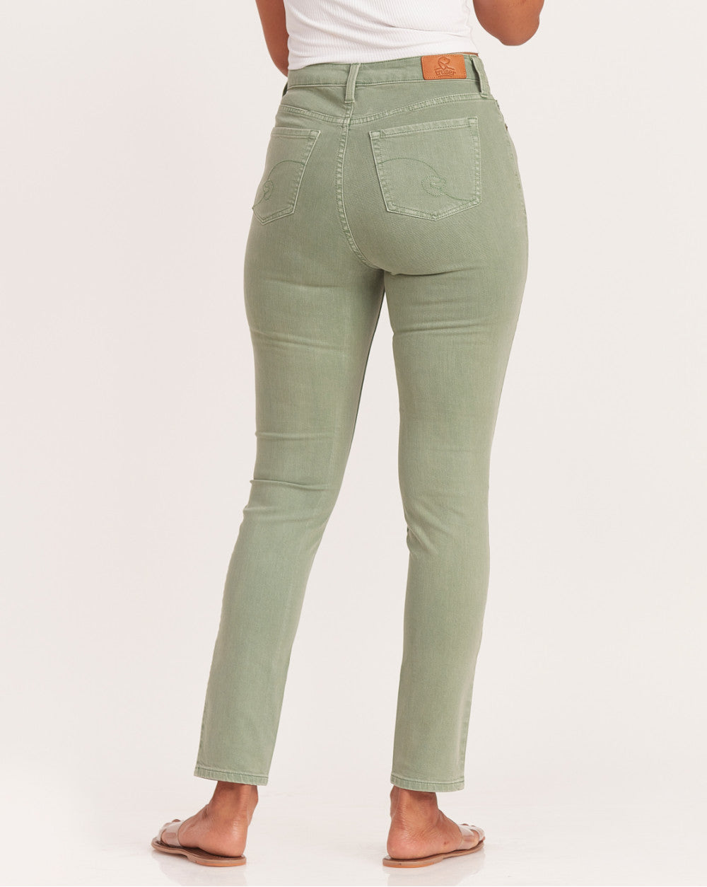 Skinny Fit High Waist Colored Jeans - Washed Jade