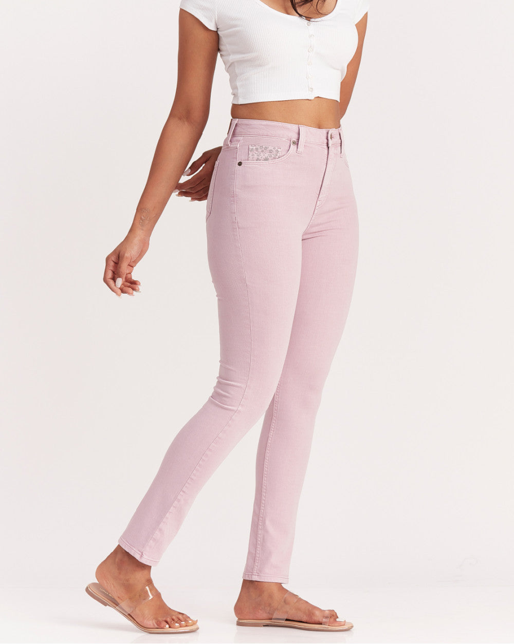 Skinny Fit High Waist Colored Jeans - Lush Lilac