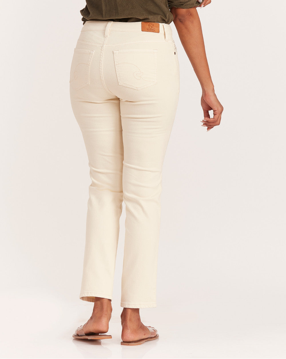 Slim Fit Mid Waist Colored Jeans - Cream