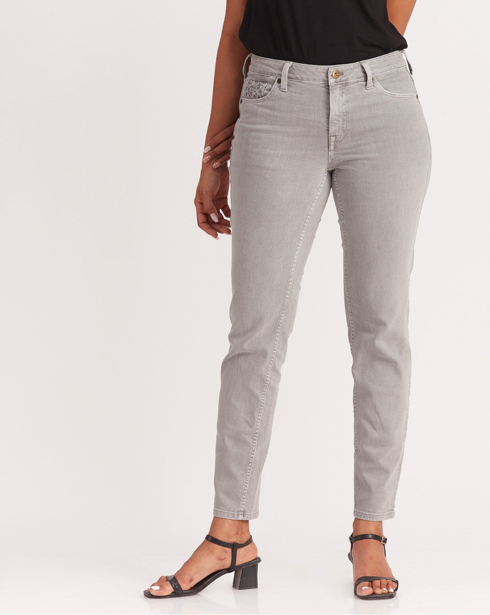 Slim Fit Mid Waist Colored Jeans - Soft Grey