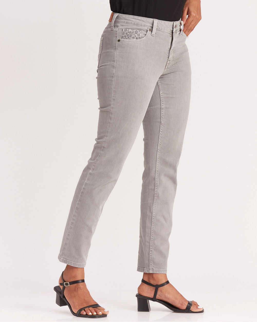 Slim Fit Mid Waist Colored Jeans - Soft Grey