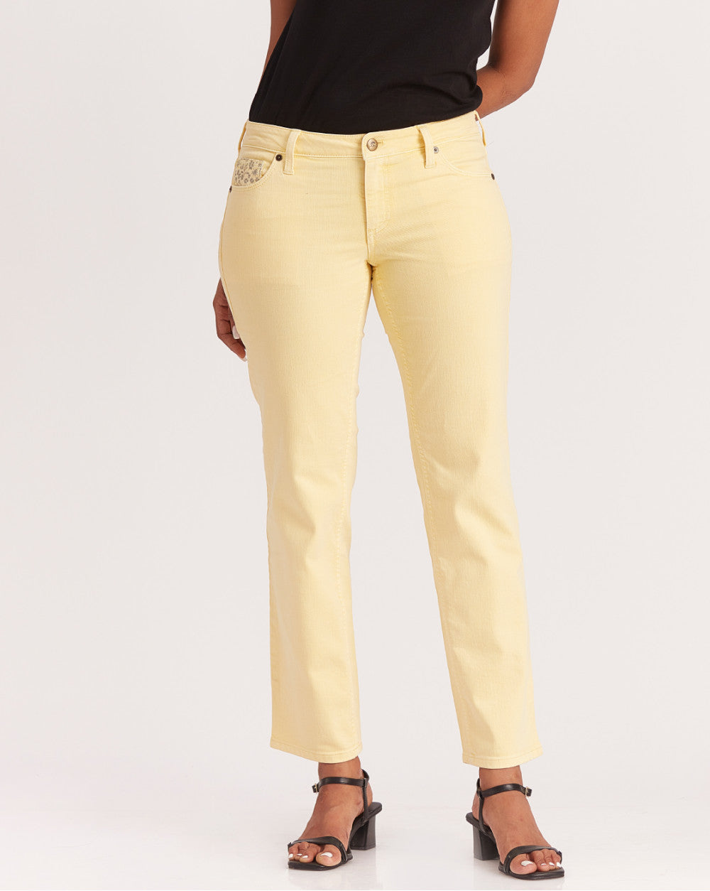 Straight Fit Low Waist Coloured Jeans - Daffodil Yellow