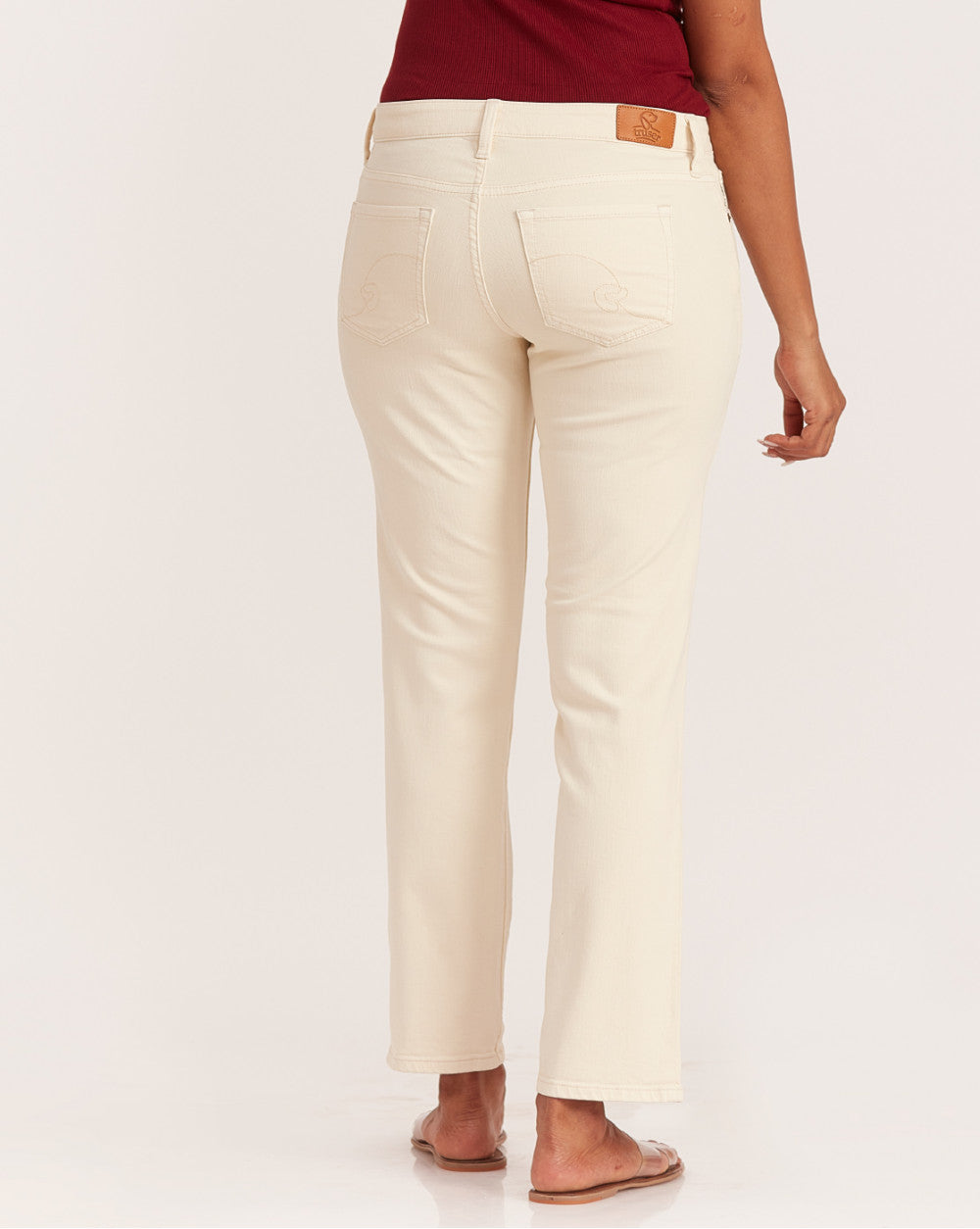 Straight Fit Low Waist Coloured Jeans - Cream