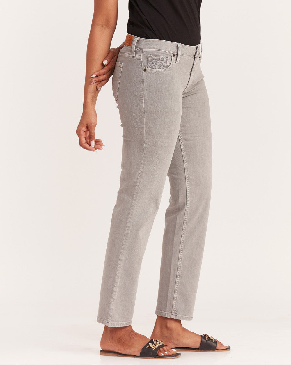 Straight Fit Low Waist Coloured Jeans - Soft Grey