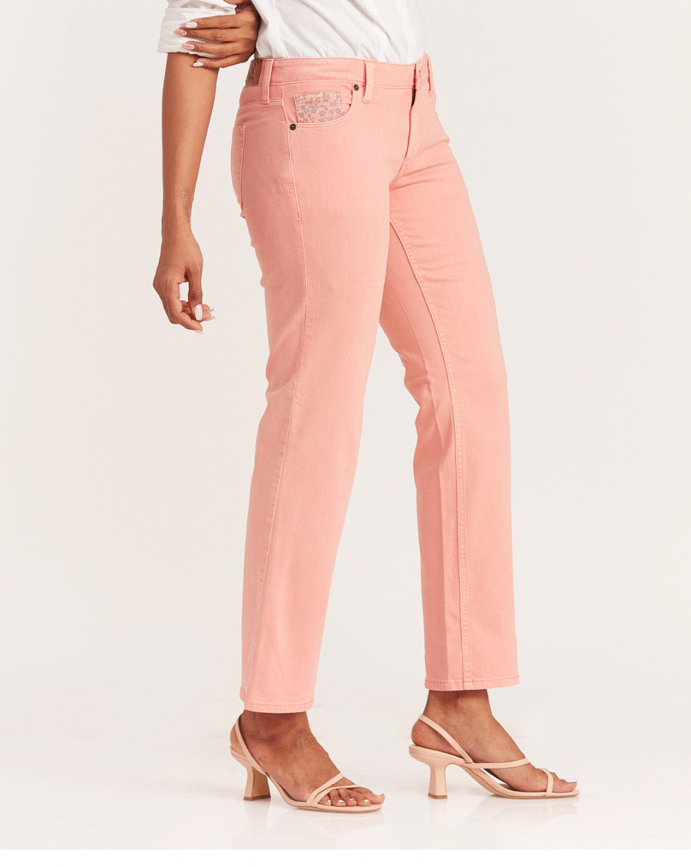 Straight Fit Low Waist Coloured Jeans - Coral