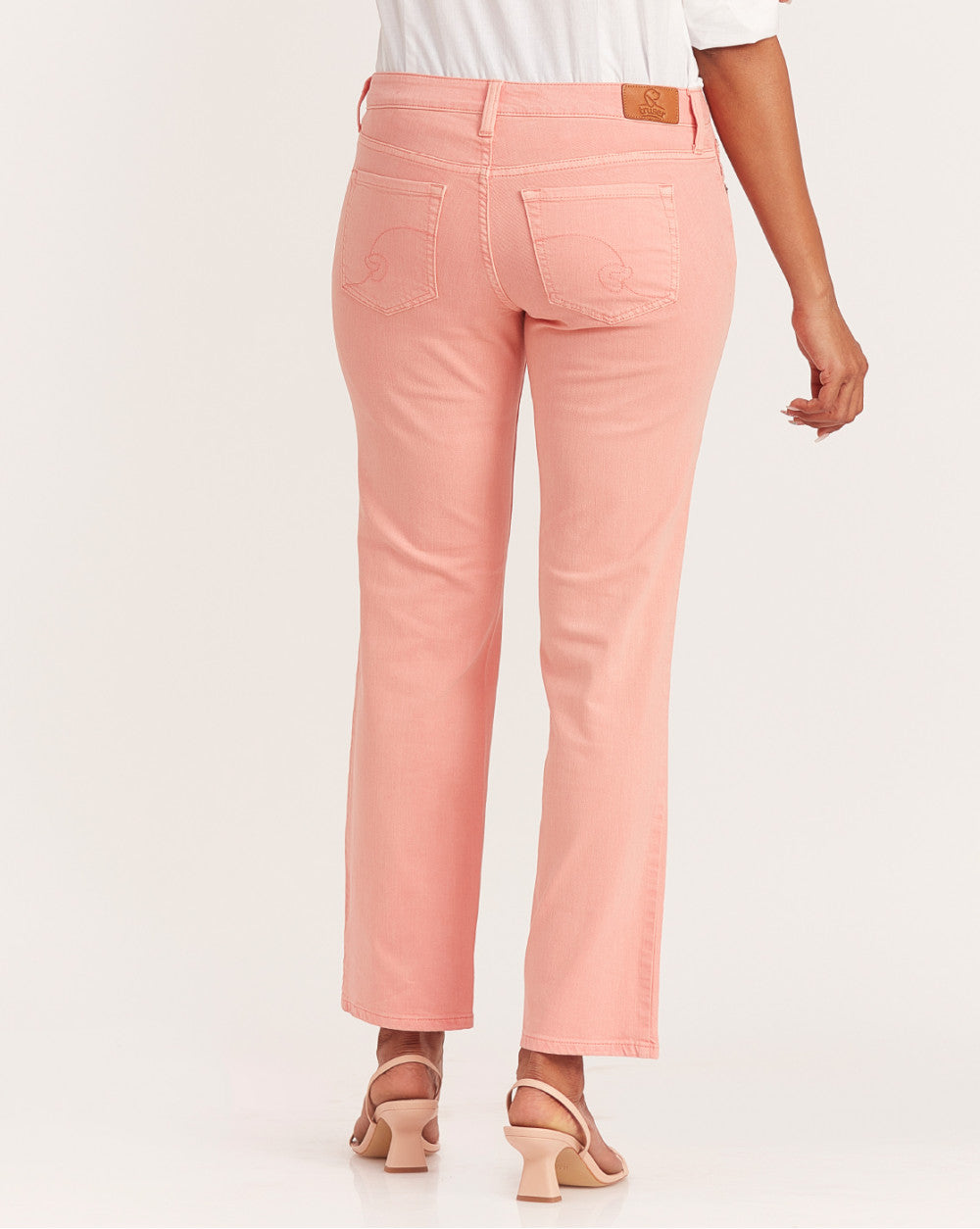 Straight Fit Low Waist Coloured Jeans - Coral