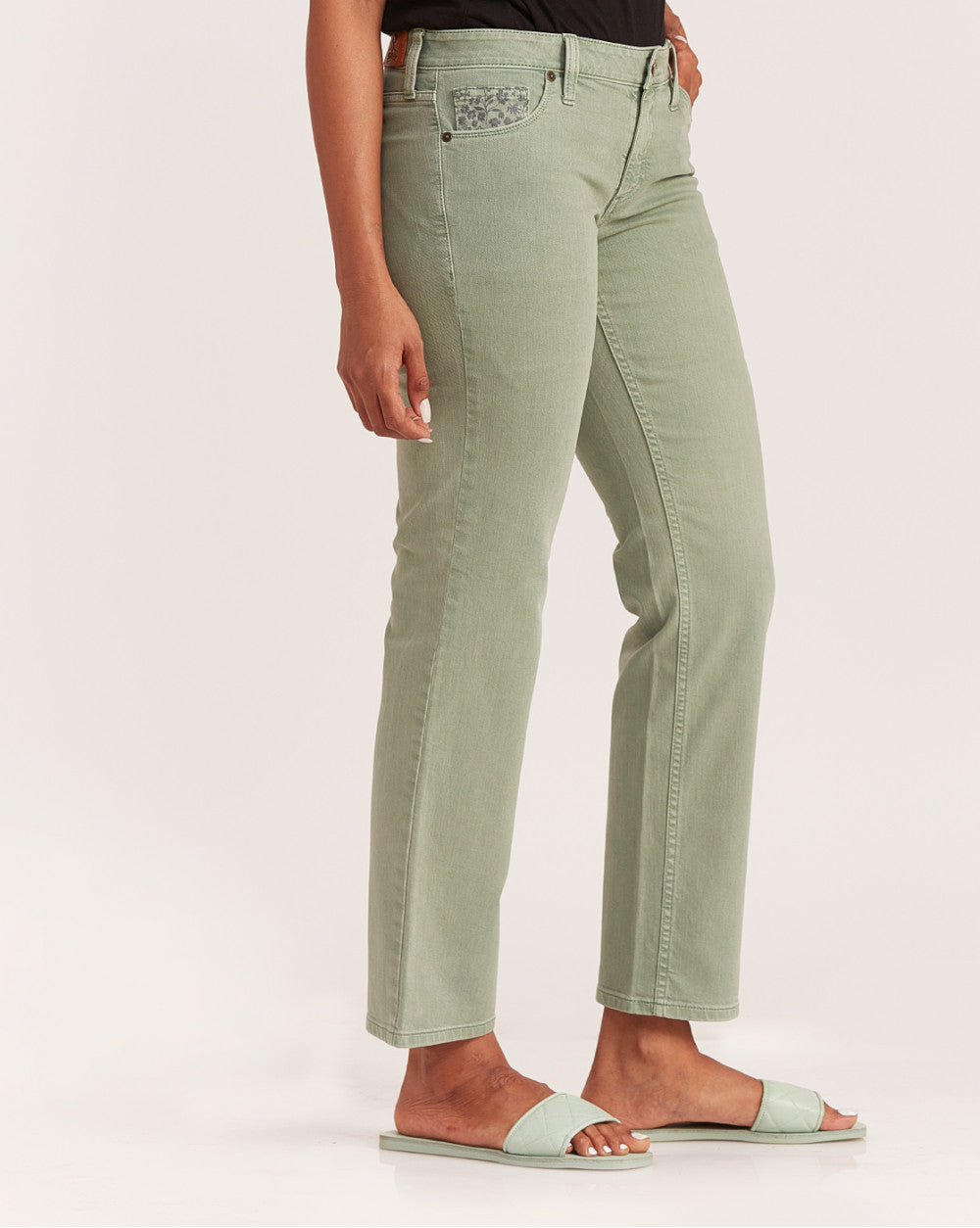 Straight Fit Low Waist Coloured Jeans - Washed Jade