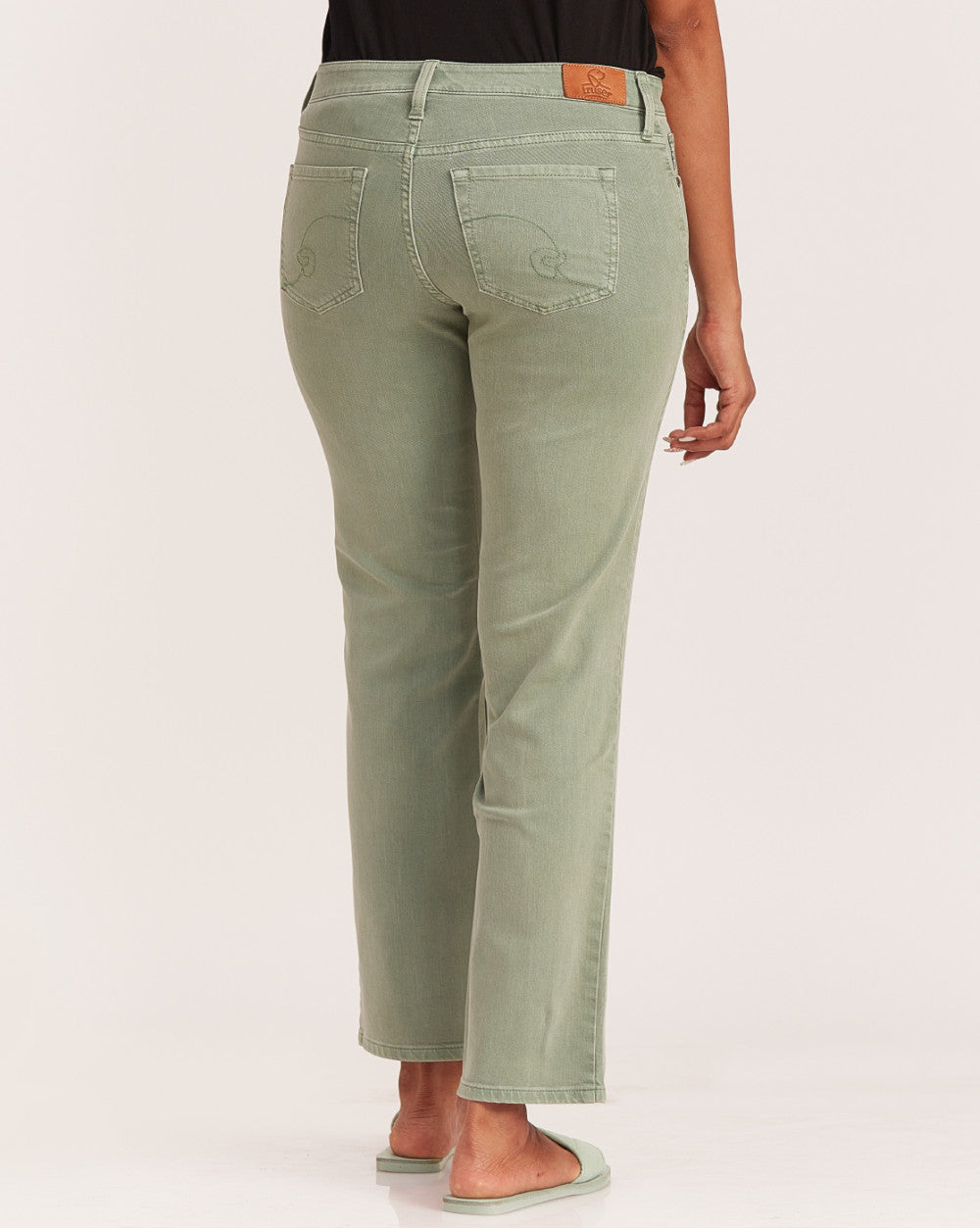 Straight Fit Low Waist Coloured Jeans - Washed Jade