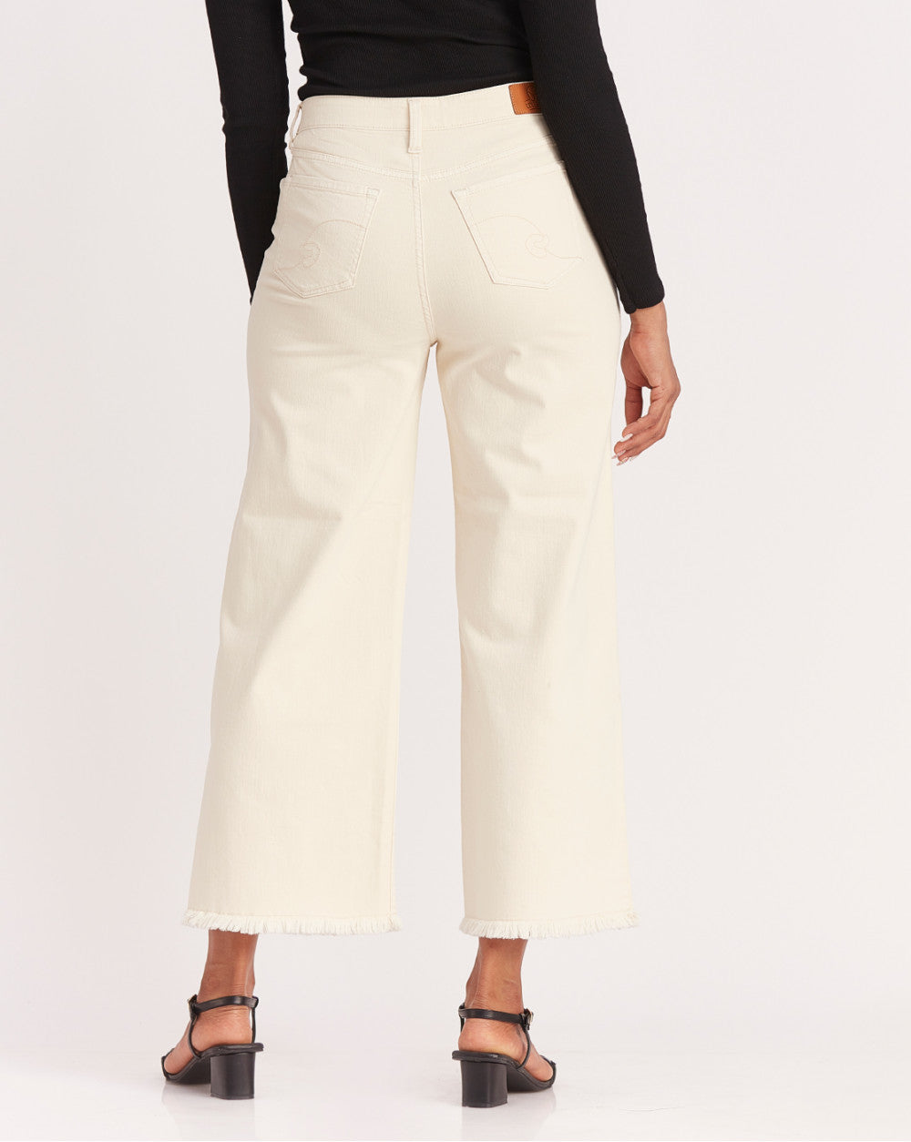 Wide Leg High Waist Colored Jeans - Cream