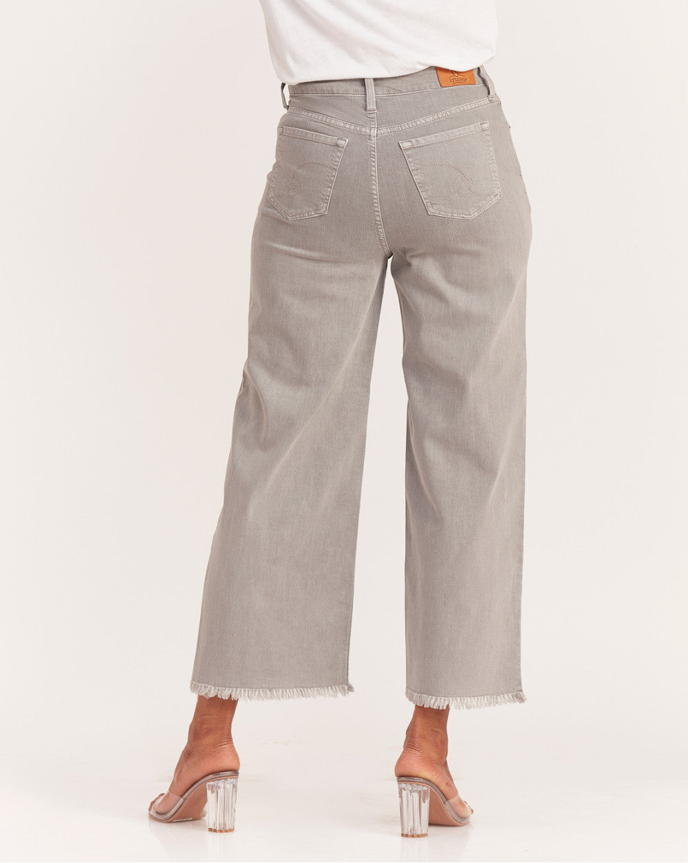 Wide Leg High Waist Colored Jeans - Soft Grey