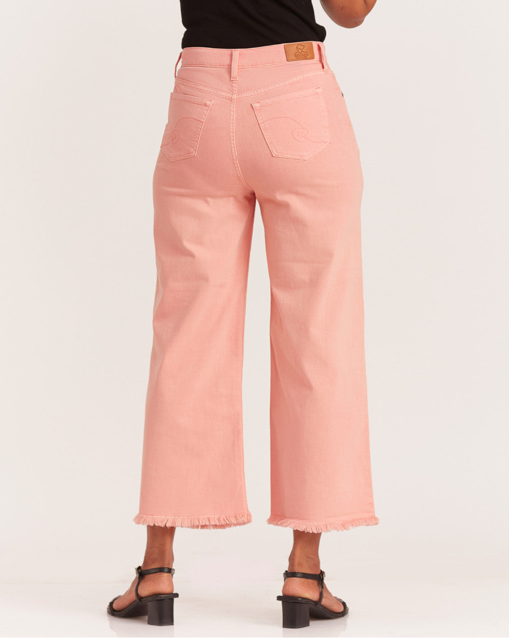 Wide Leg High Waist Colored Jeans - Coral