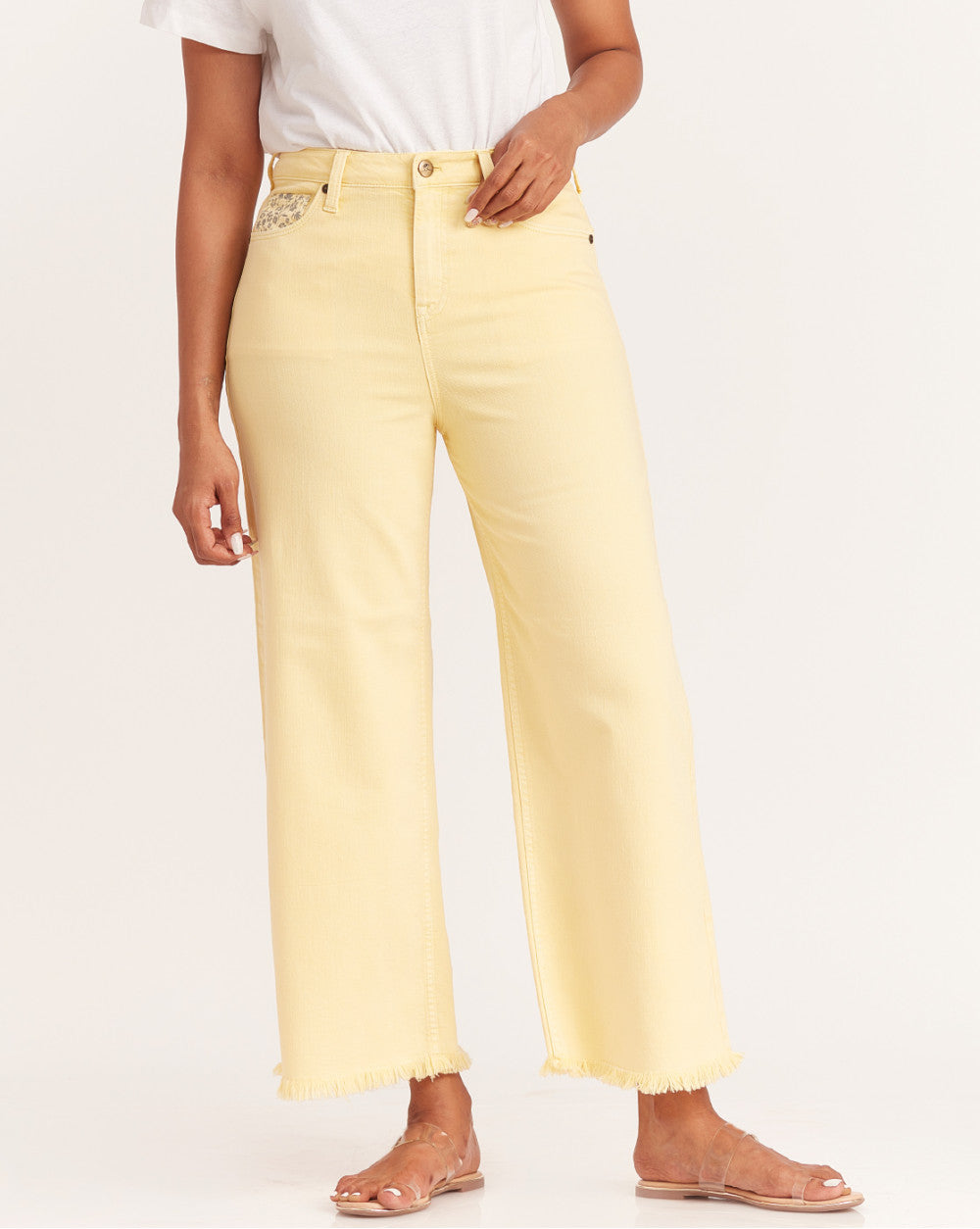 Wide Leg High Waist Colored Jeans - Daffodil Yellow