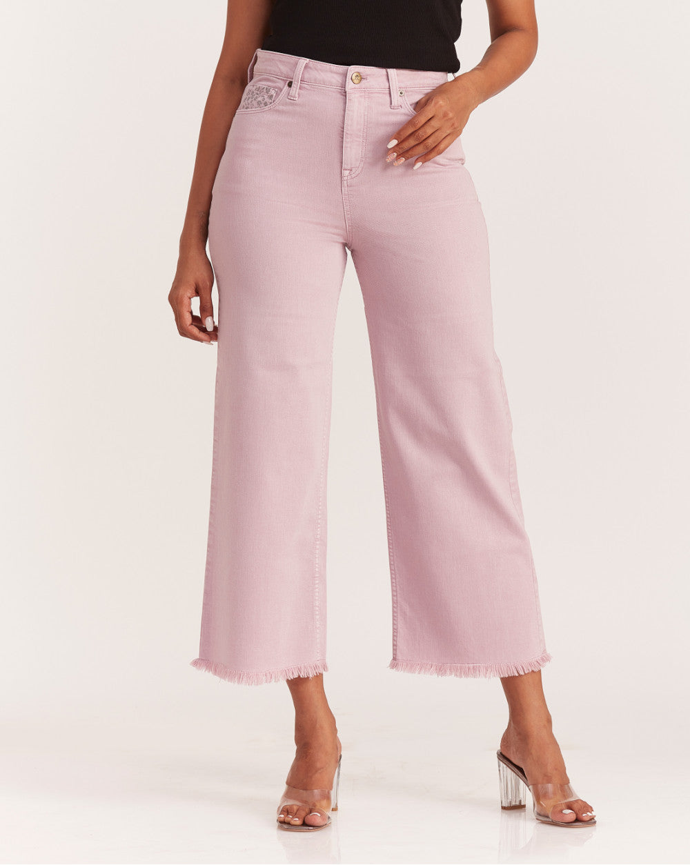 Wide Leg High Waist Colored Jeans - Lush Lilac