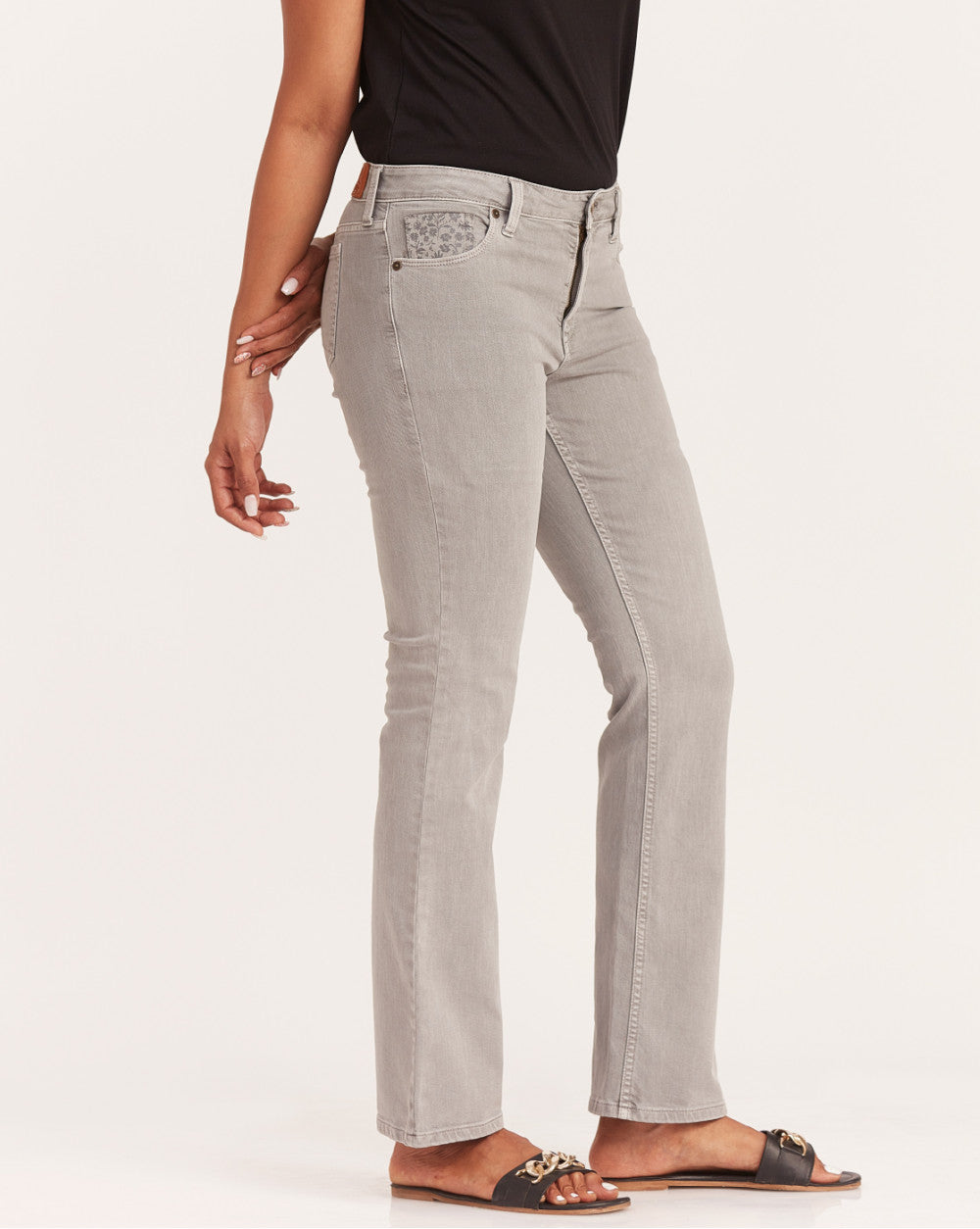 Fit And Flare Flare Mid Waist Colored Jeans - Soft Grey
