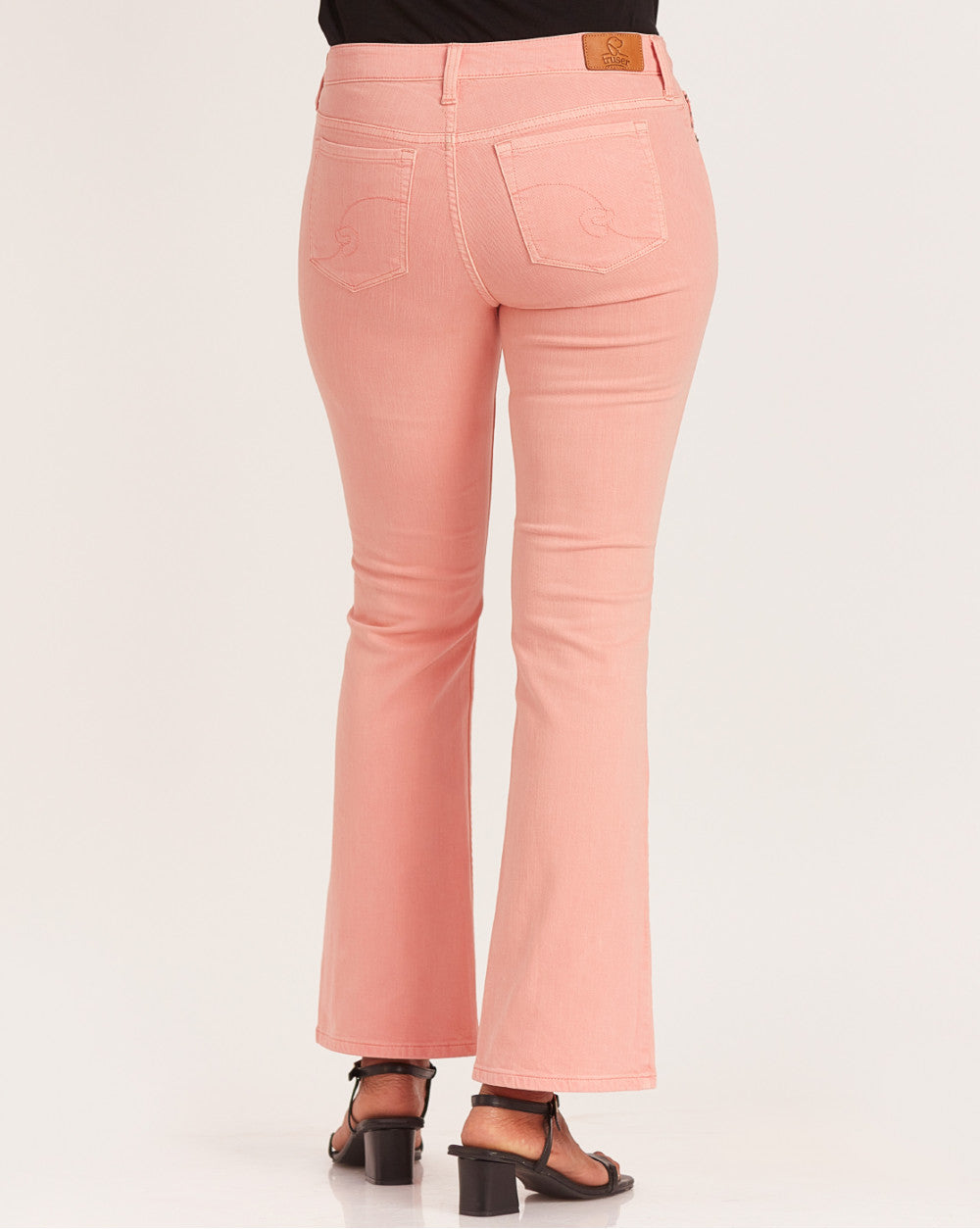 Fit And Flare Flare Mid Waist Colored Jeans - Coral