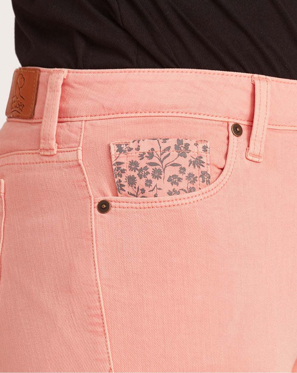 Fit And Flare Flare Mid Waist Colored Jeans - Coral