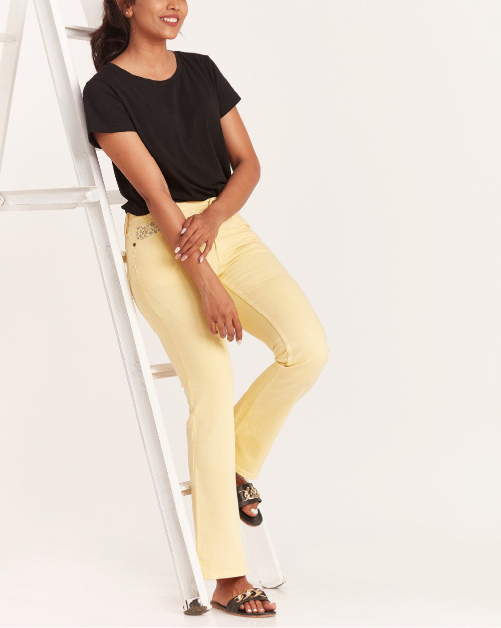 Fit And Flare Flare Mid Waist Colored Jeans - Daffodil Yellow