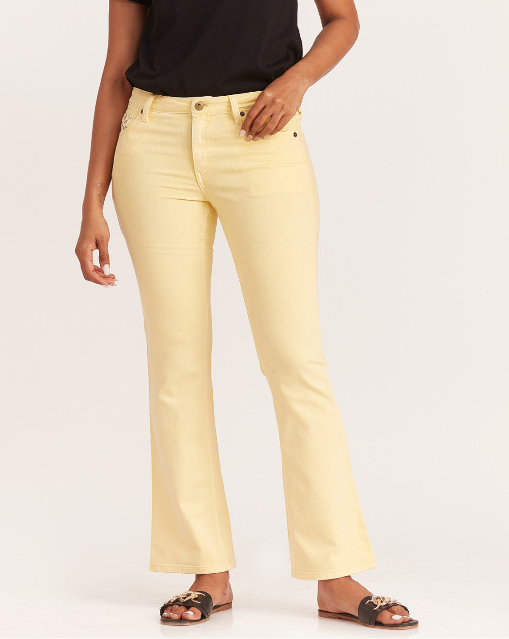 Fit And Flare Flare Mid Waist Colored Jeans - Daffodil Yellow