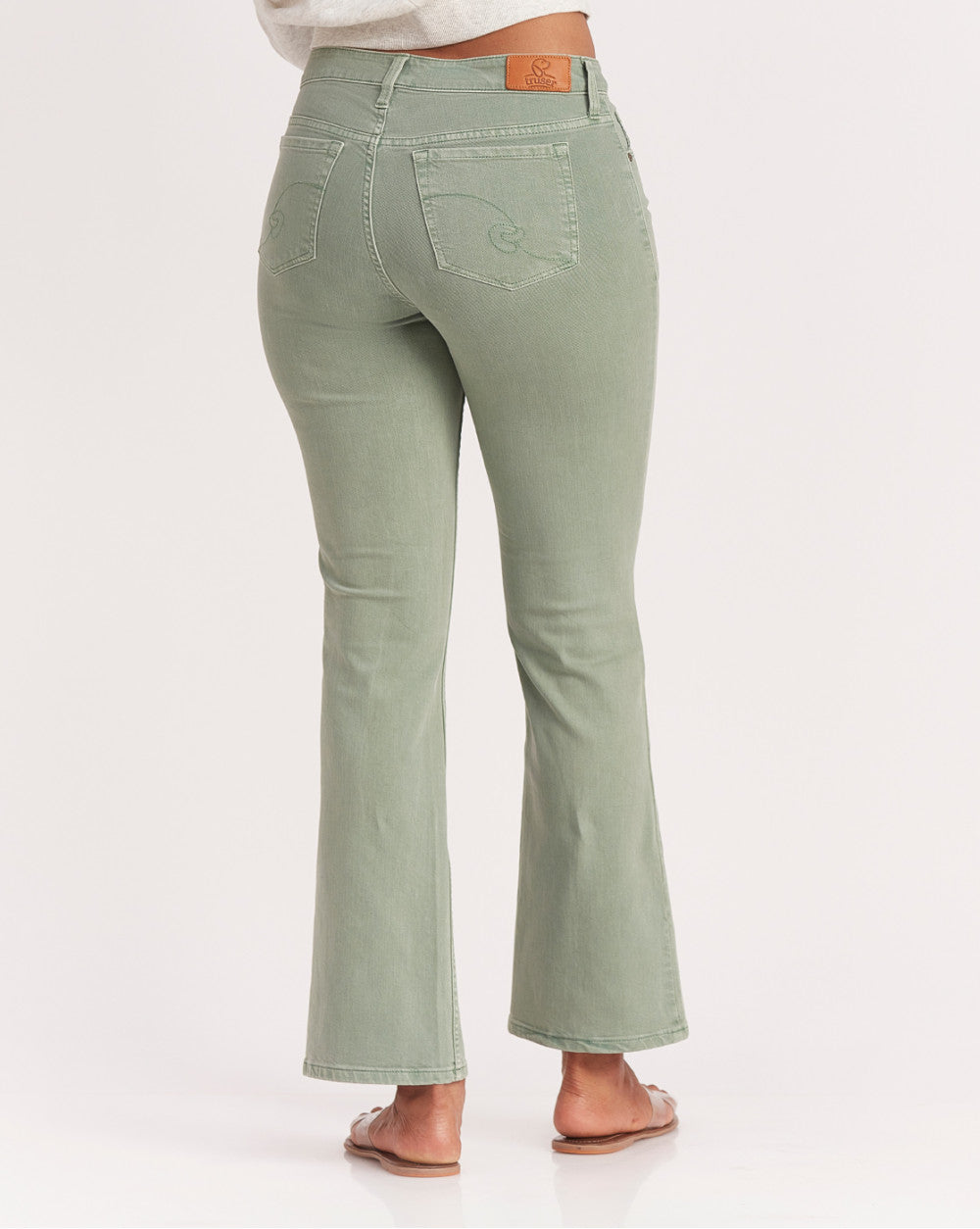 Fit And Flare Flare Mid Waist Colored Jeans - Washed Jade
