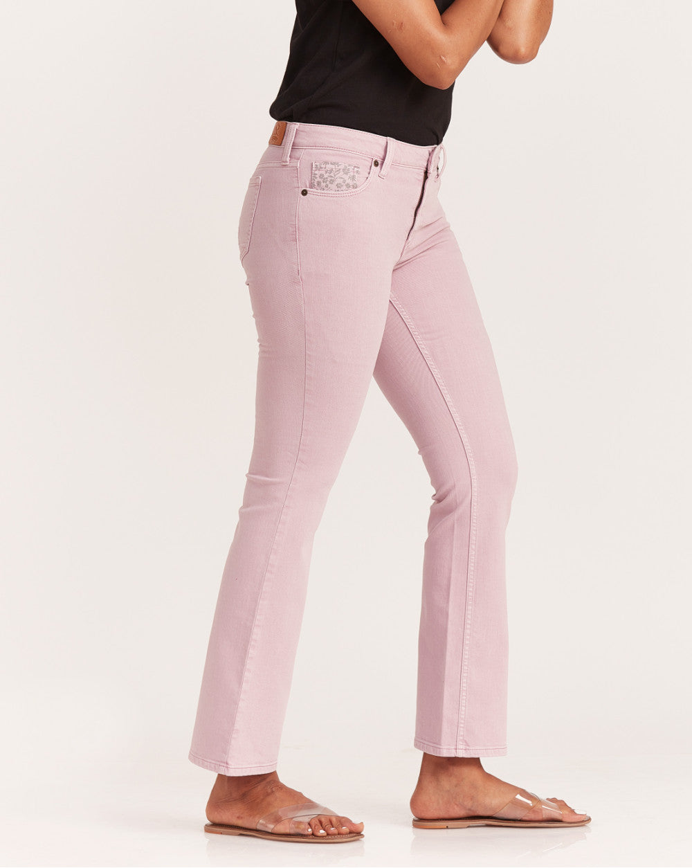 Fit And Flare Flare Mid Waist Colored Jeans - Lush Lilac