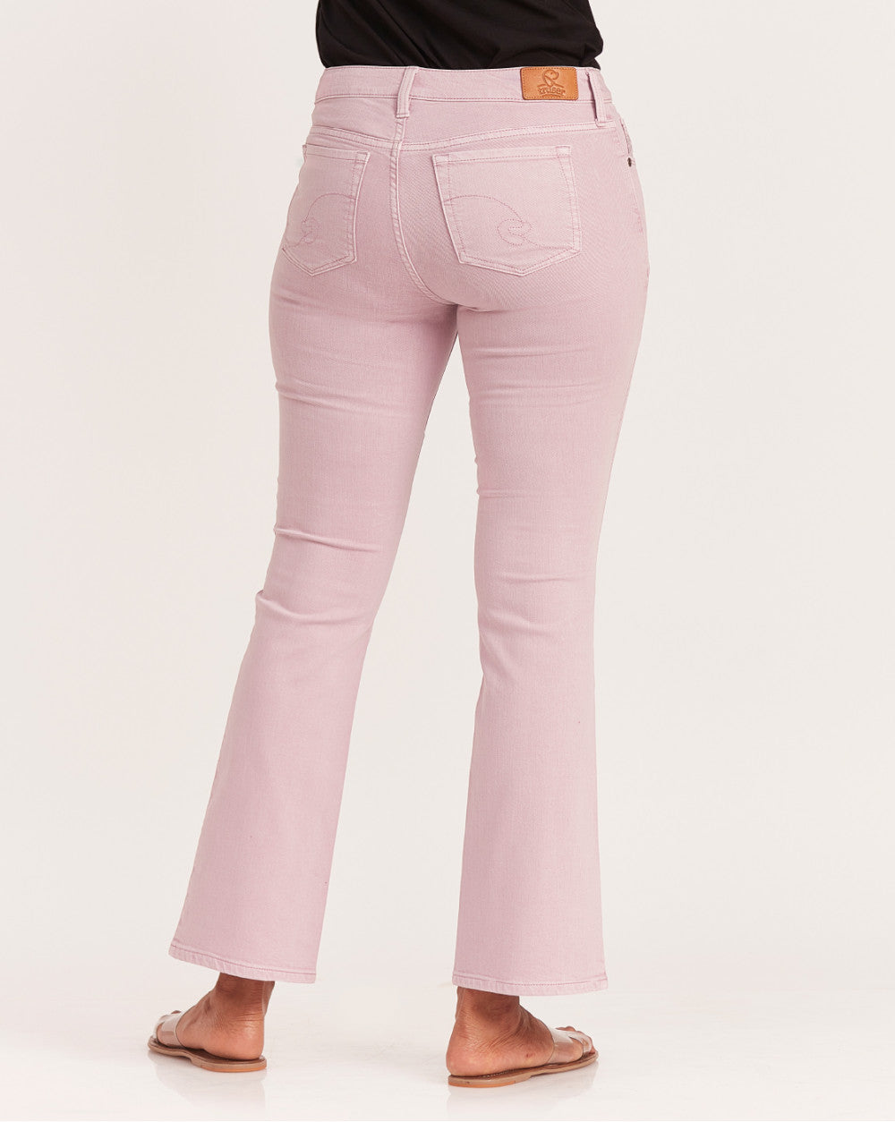 Fit And Flare Flare Mid Waist Colored Jeans - Lush Lilac