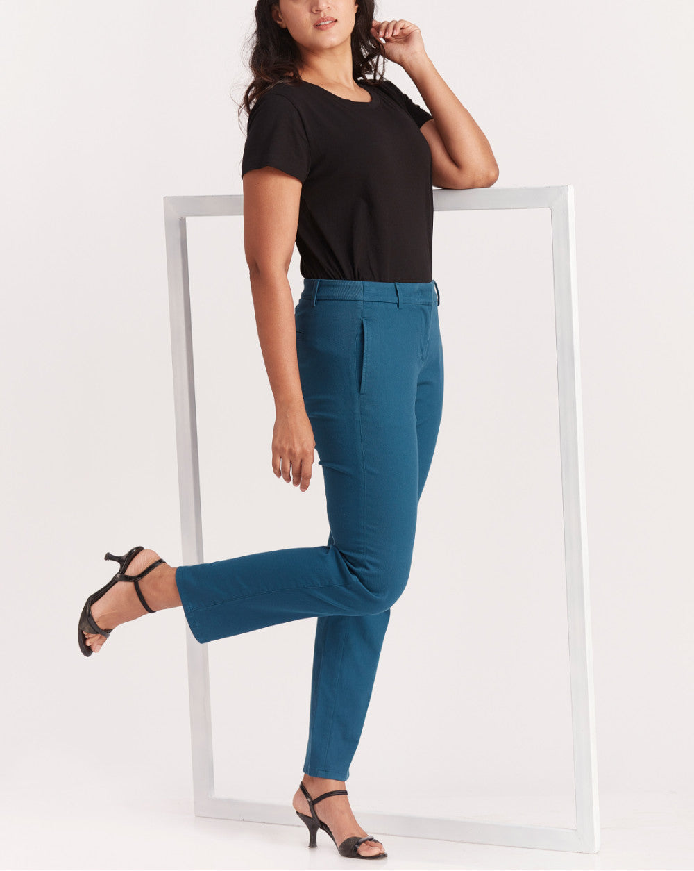 Slim Fit Side Seam Slim Pants - Majolica Blue