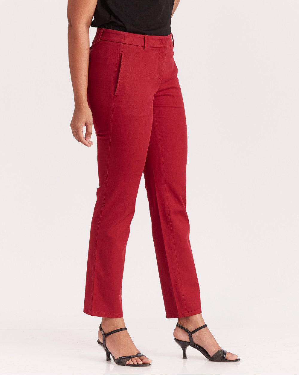 Slim Fit Side Seam Slim Pants - Carmine Red