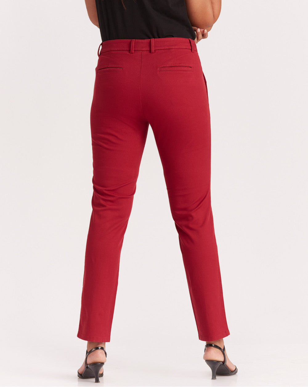 Slim Fit Side Seam Slim Pants - Carmine Red