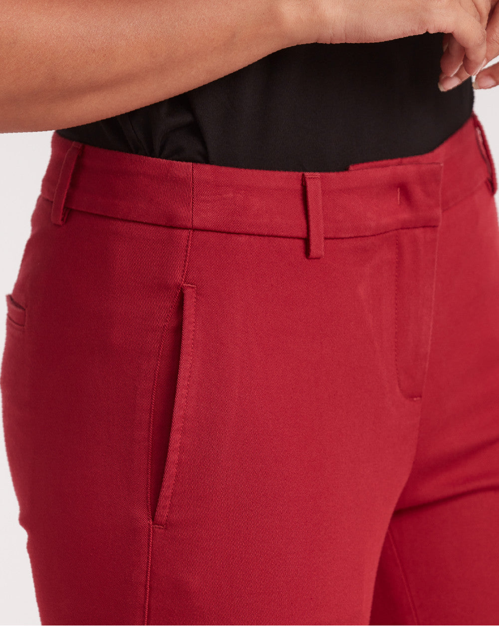 Slim Fit Side Seam Slim Pants - Carmine Red