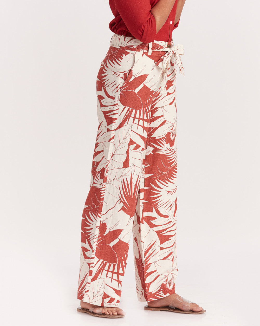 Wide Leg Rich Wide Leg Pants - Rust Leaf Print