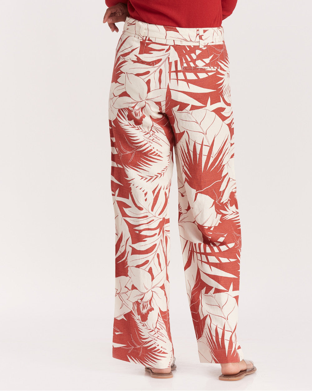 Wide Leg Rich Wide Leg Pants - Rust Leaf Print