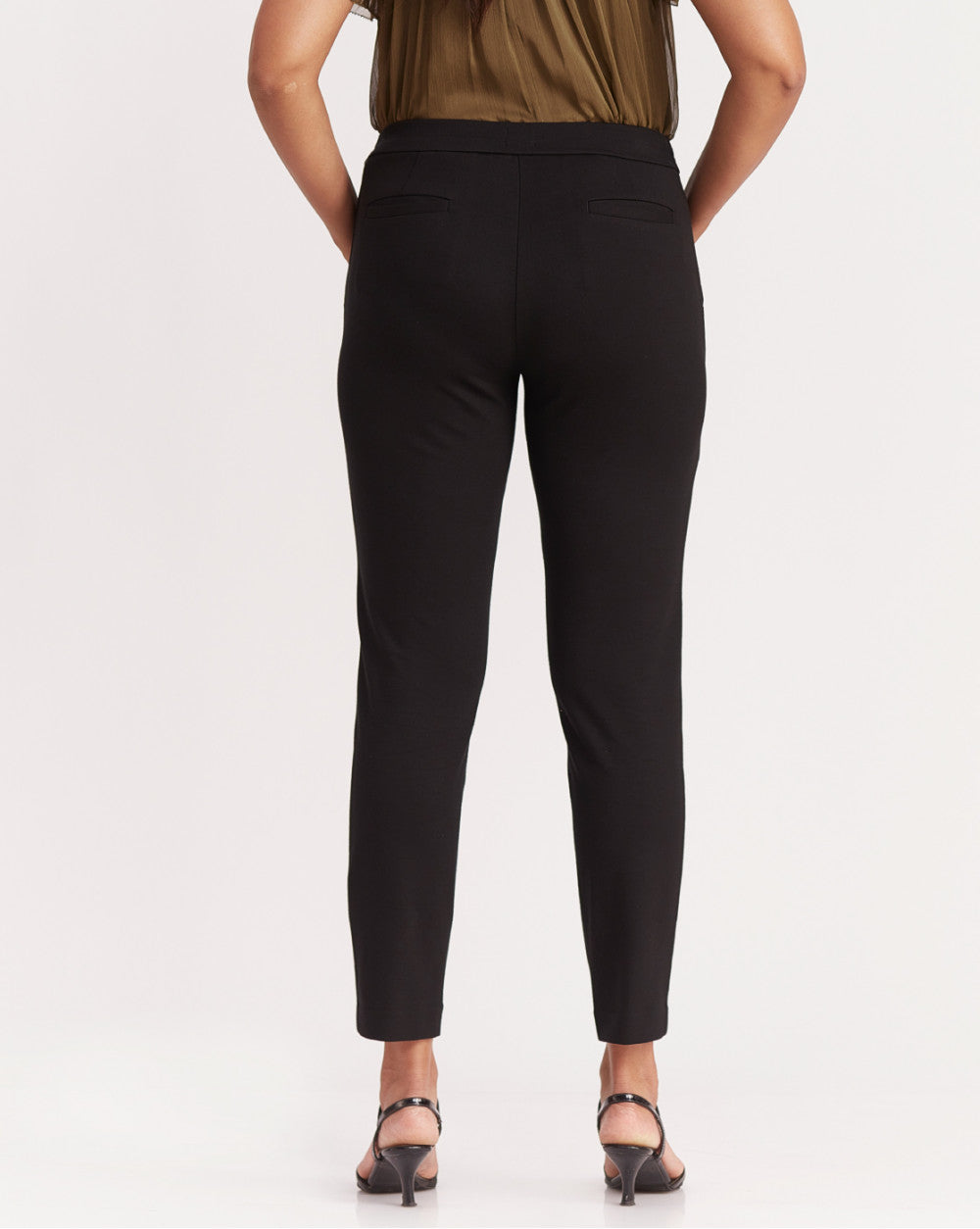 Slim Fit Ponte Knit Pants - Jet Black