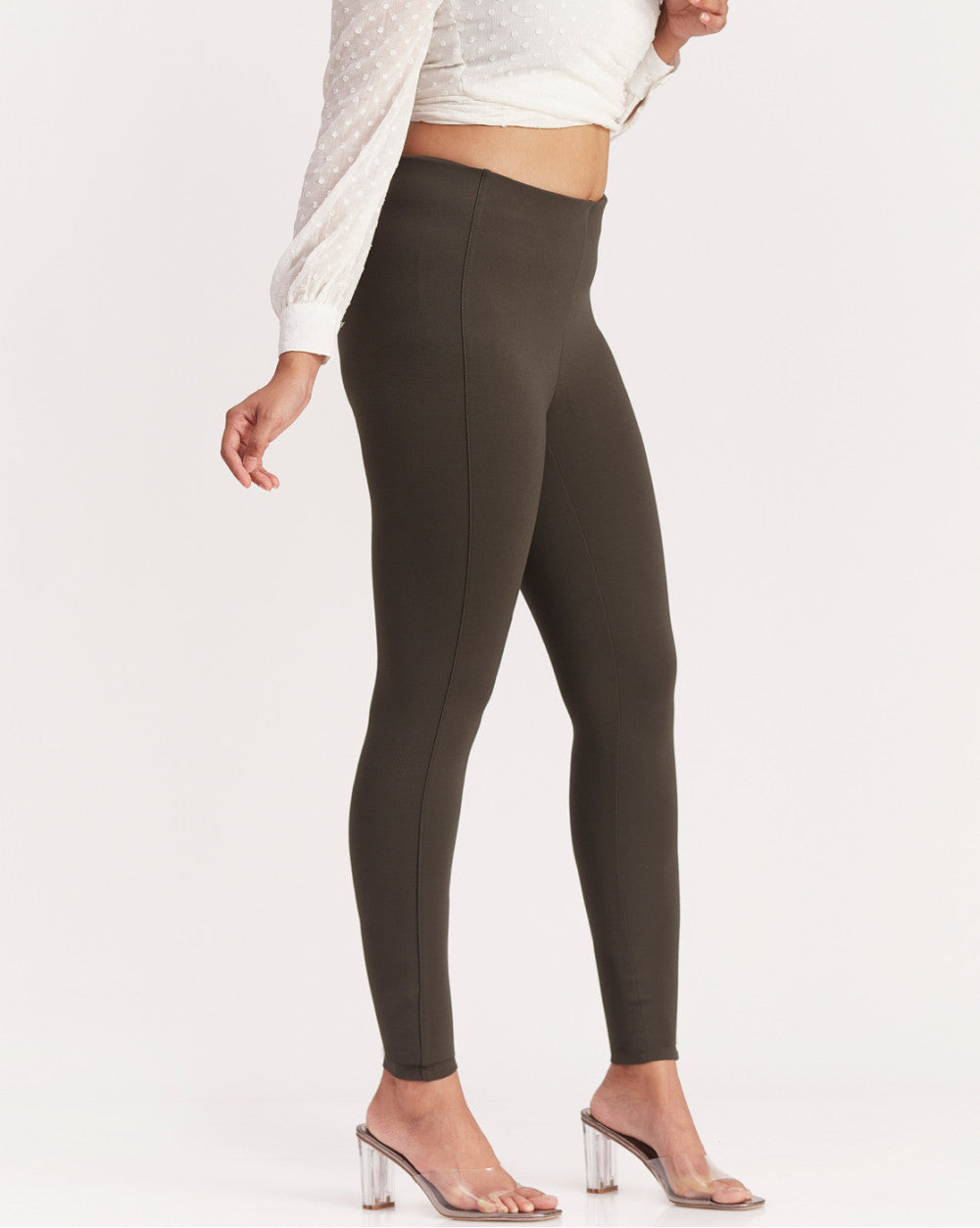 Skinny Fit Ponte Knit Legging - Seaweed Green