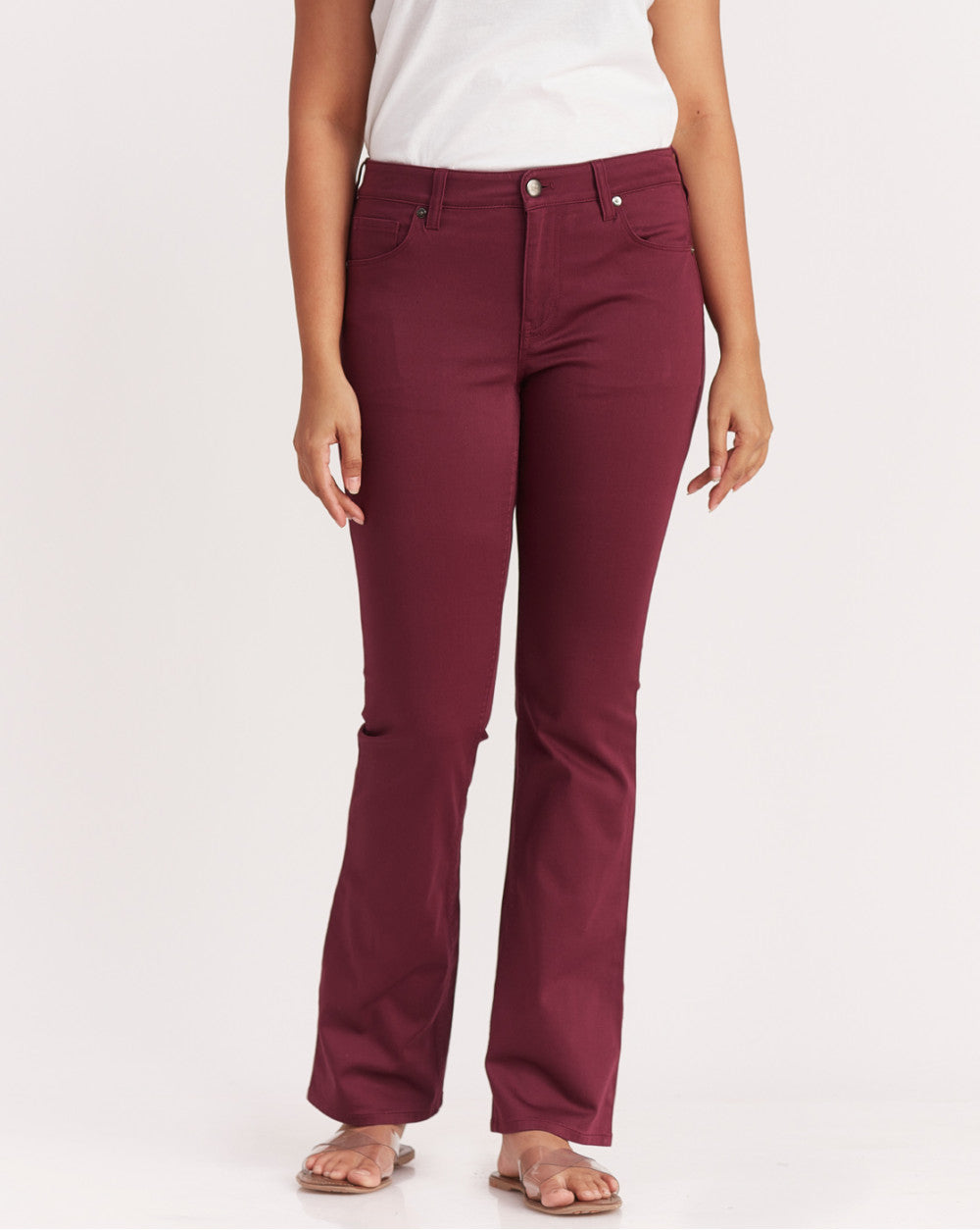 Fit And Flare &amp; Flare Five-Pocket Pants - Grape