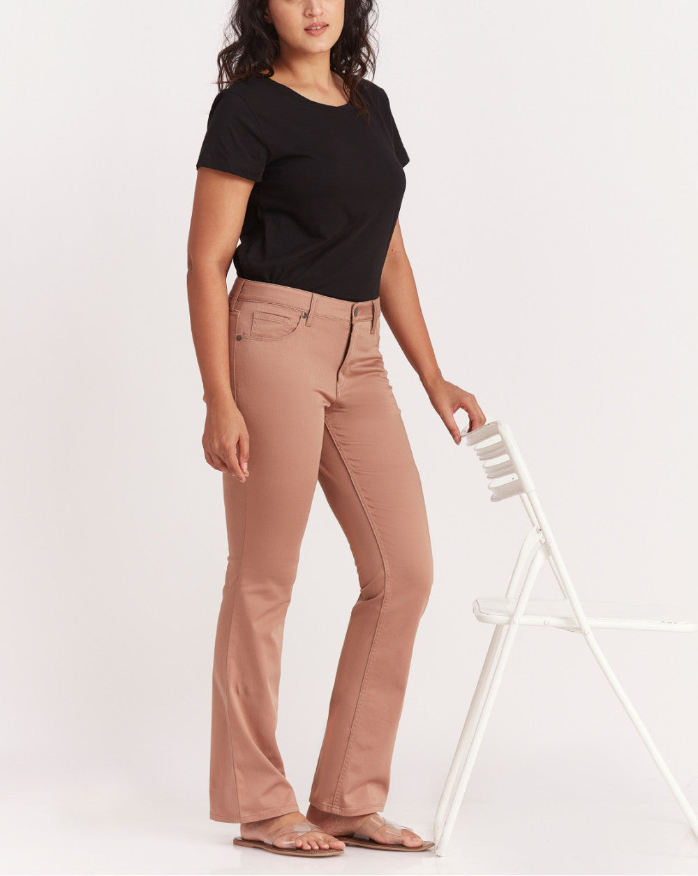 Fit And Flare &amp; Flare Five-Pocket Pants - Tan Brown