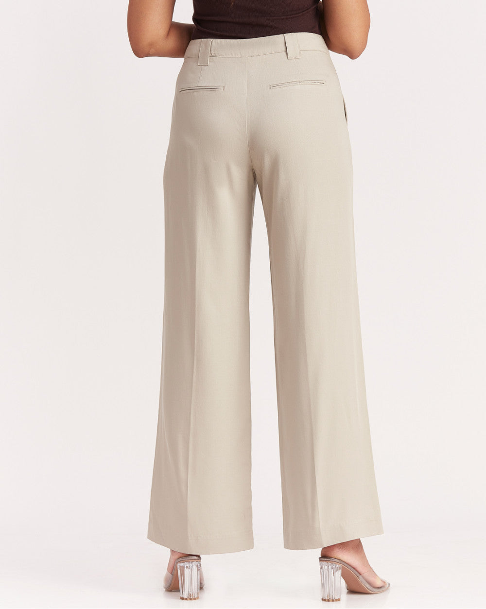 Wide Leg Drapey Pleated Pants - Mist