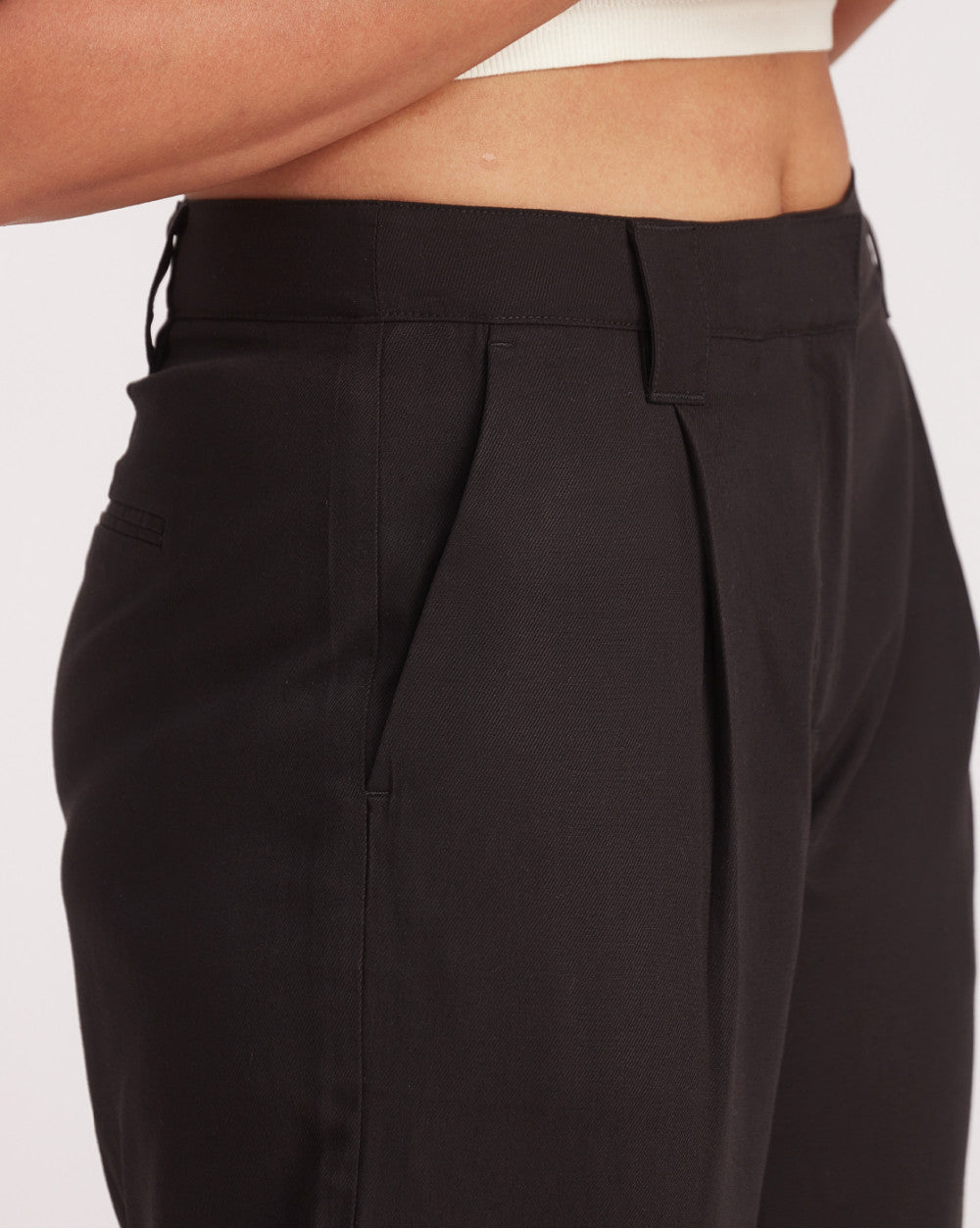 Wide Leg Drapey Pleated Pants - Jet Black