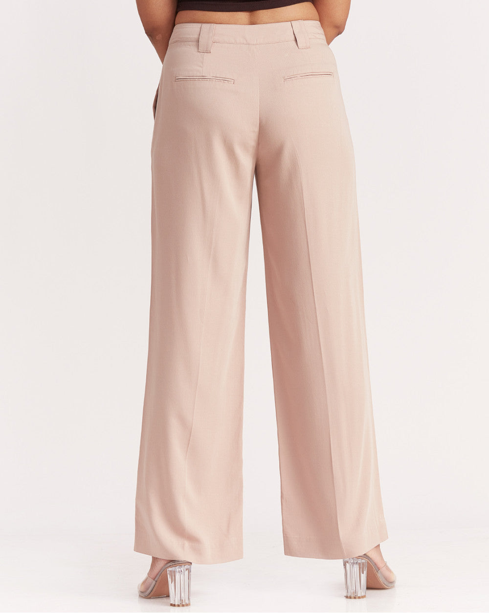 Wide Leg Drapey Pleated Pants - Rose Pink