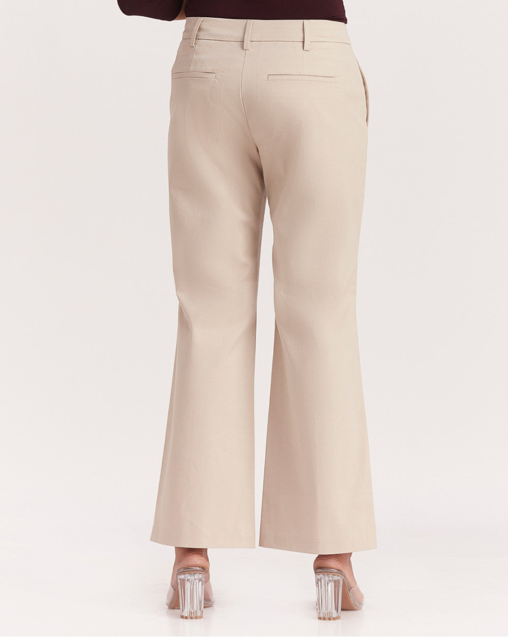 Fit And Flare Flare Mid Waist Smart Pants - Wheat