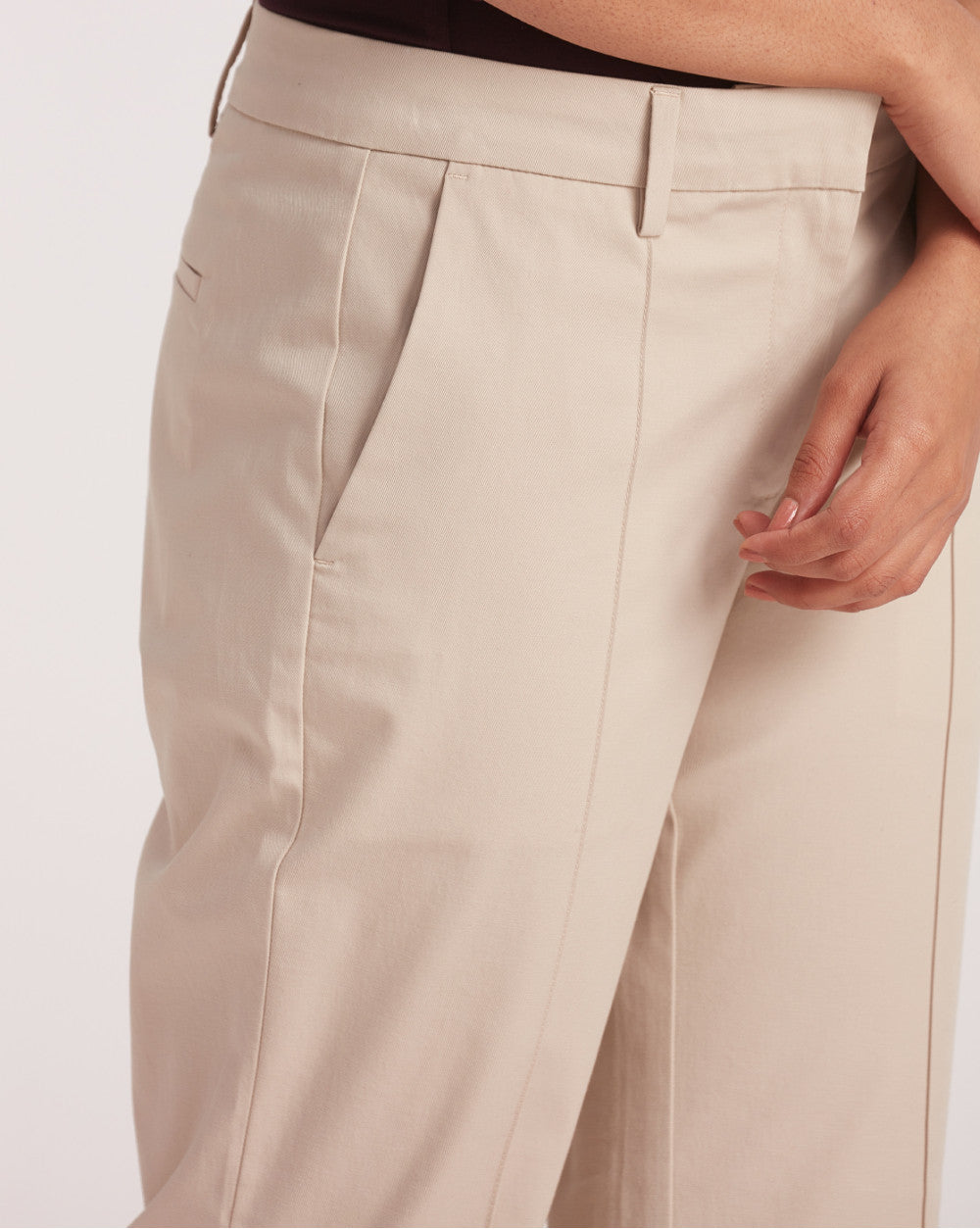 Fit And Flare Flare Mid Waist Smart Pants - Wheat