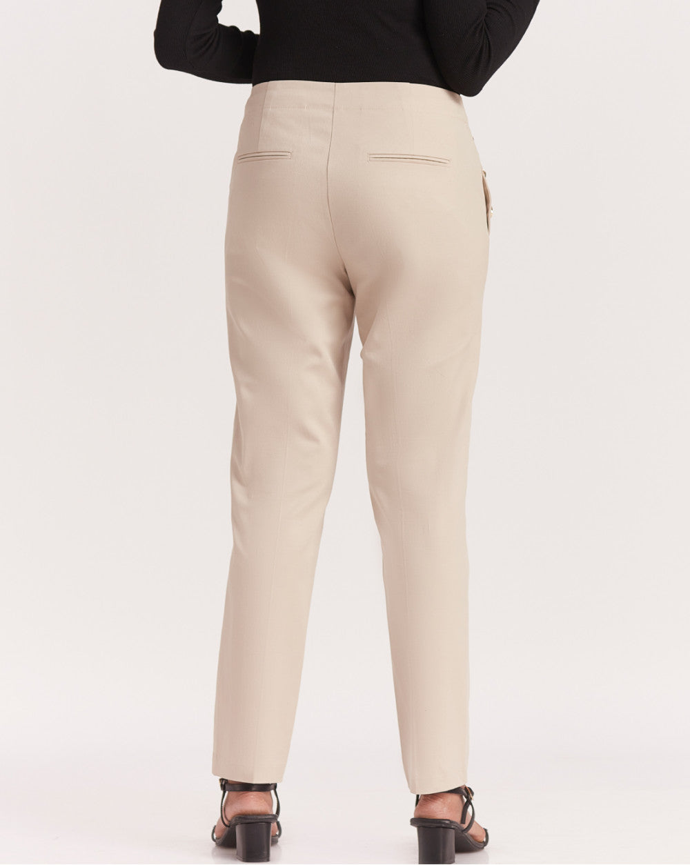 Tapered Fit Pants With Decorative Buttons - Wheat