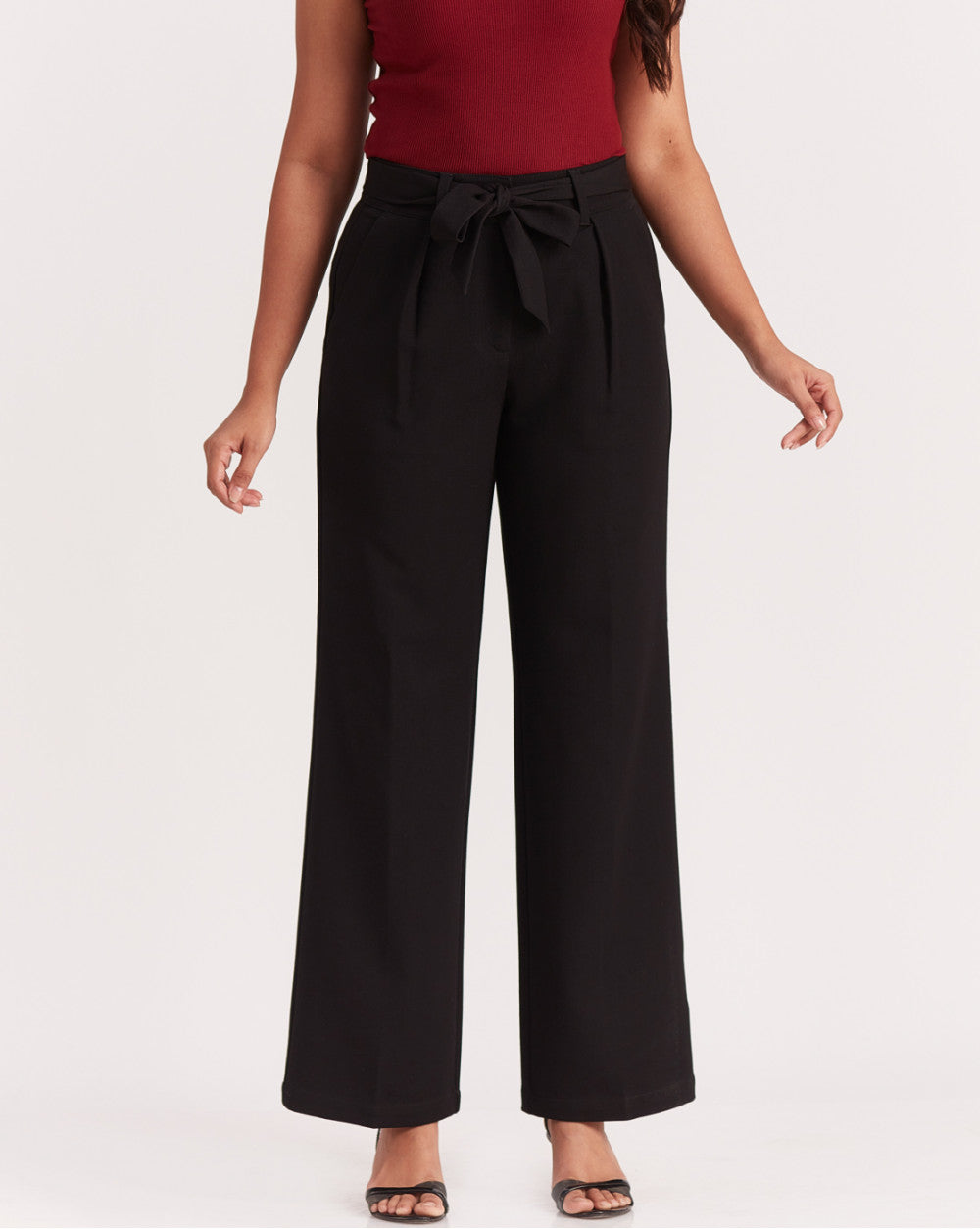 Buy Xpose Women Black Smart Straight Fit Solid Formal Trousers - Trousers  for Women 9937261 | Myntra
