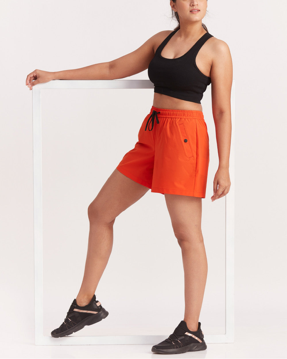 Mid Rise Running Shorts - Spicy Orange