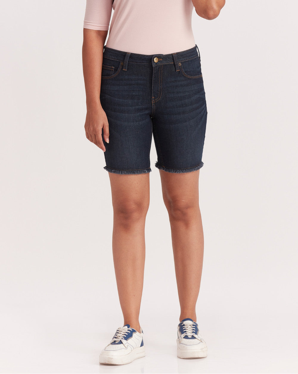 Mid Rise Five-Pocket Denim Shorts - Prime Blue