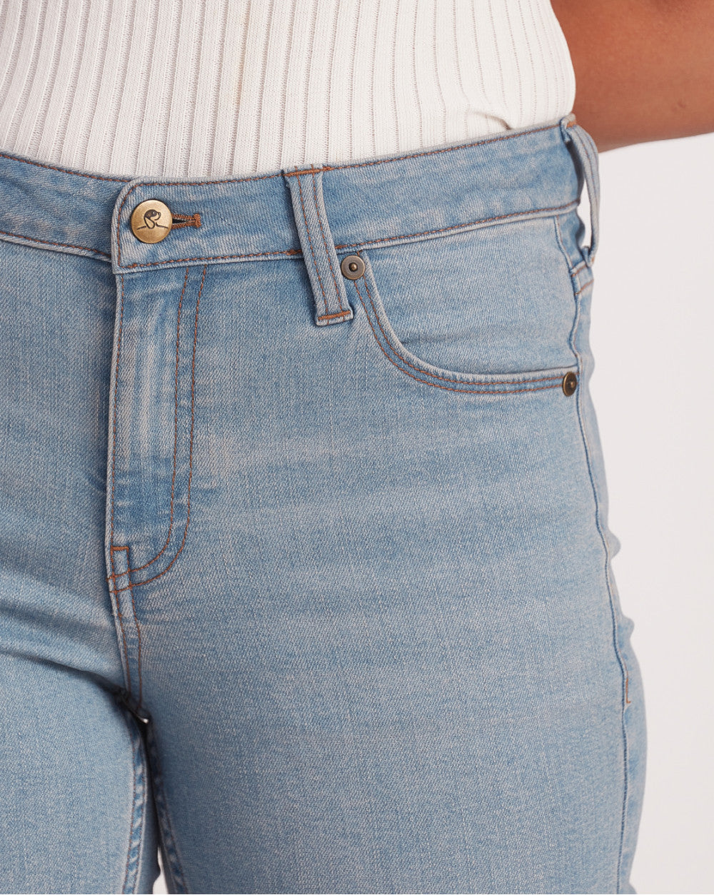 Mid Rise Five-Pocket Denim Shorts - Vapour Blue