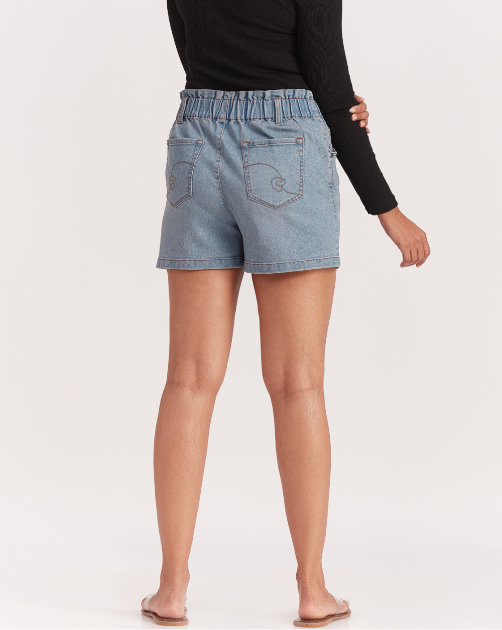 High Waist Indigo Shorts - Vapour Blue