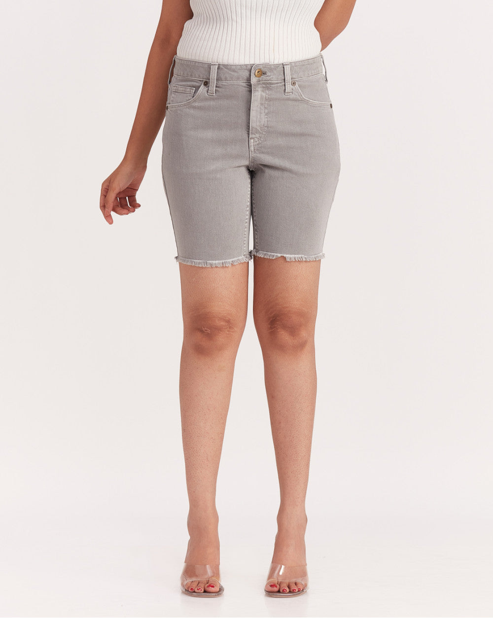 Mid Rise Colored Shorts - Soft Grey
