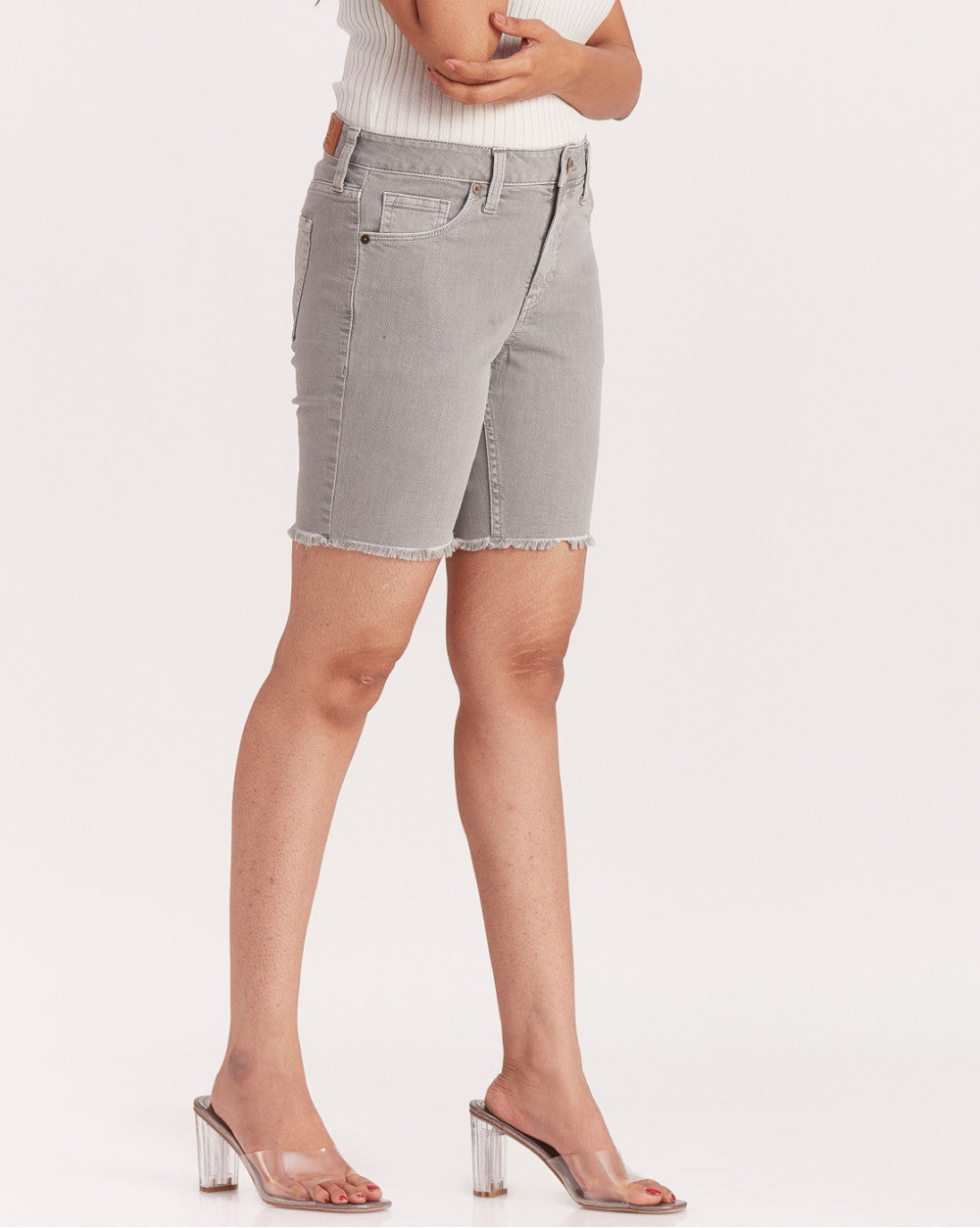 Mid Rise Colored Shorts - Soft Grey