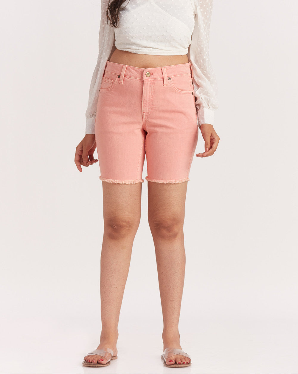 Mid Rise Colored Shorts - Coral